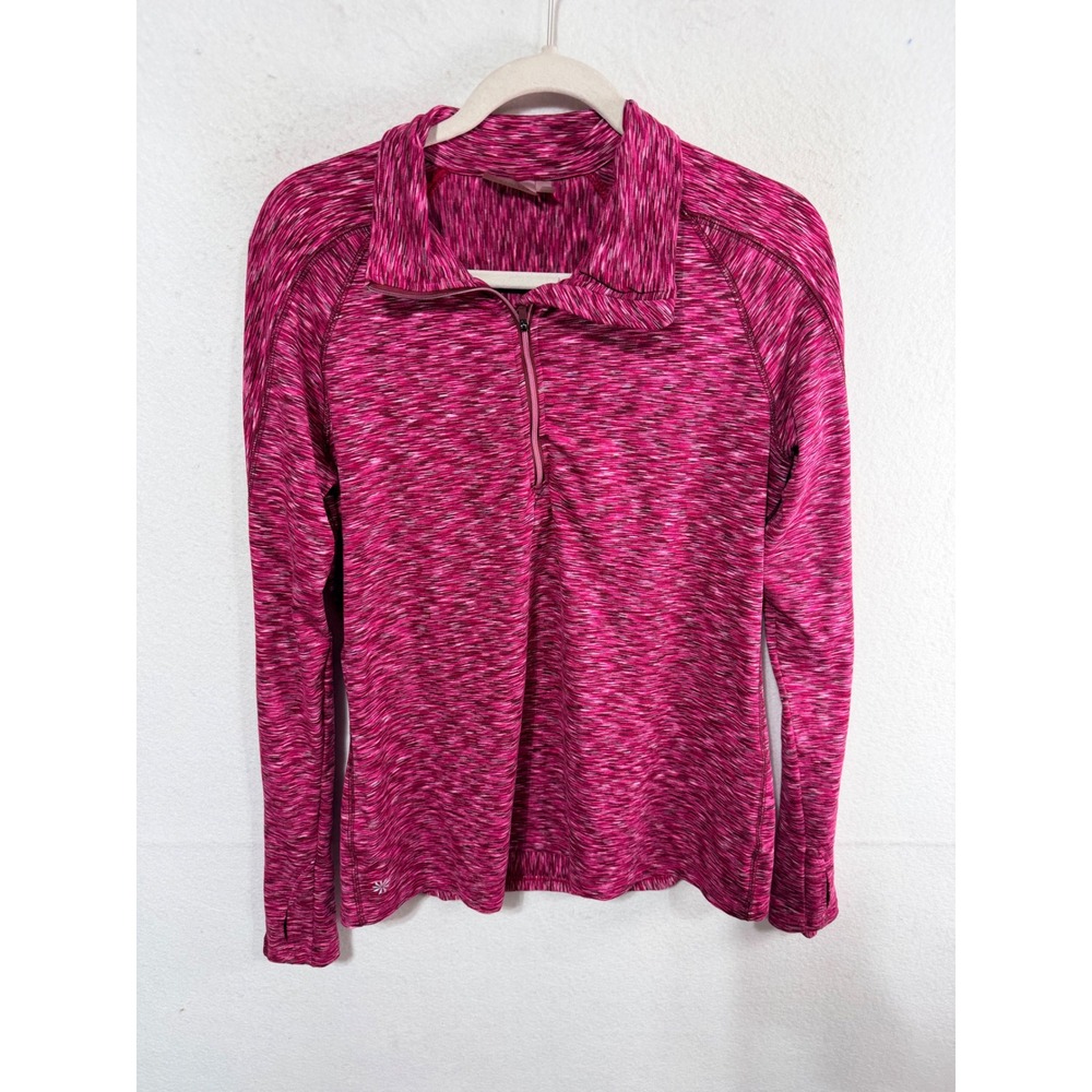Athleta Pullover 1/4 Zip Space Dye Activewear Women's L Pink Athleisure Yoga